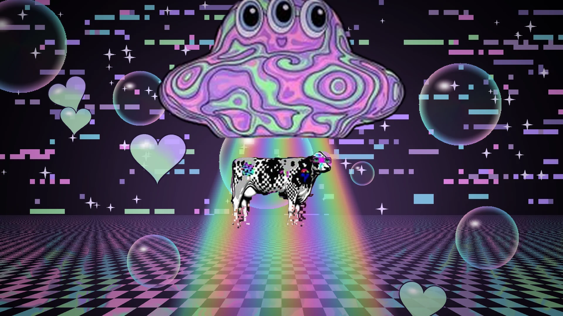 The holographic UFO beams the cow up